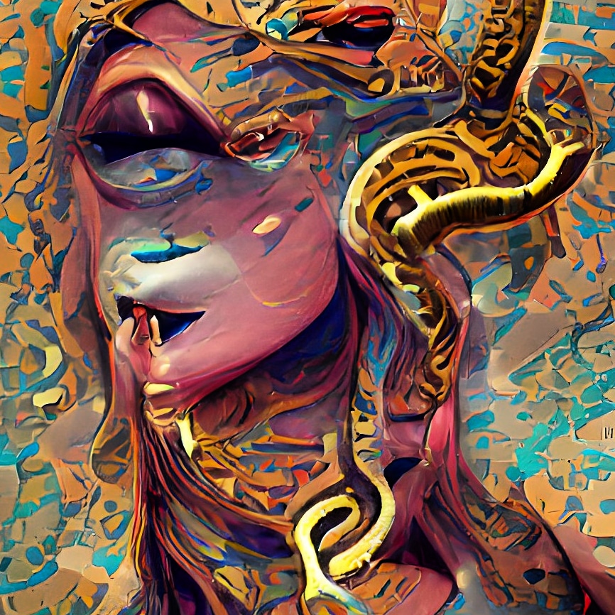Abstract Snake Goddess Illustration Painting